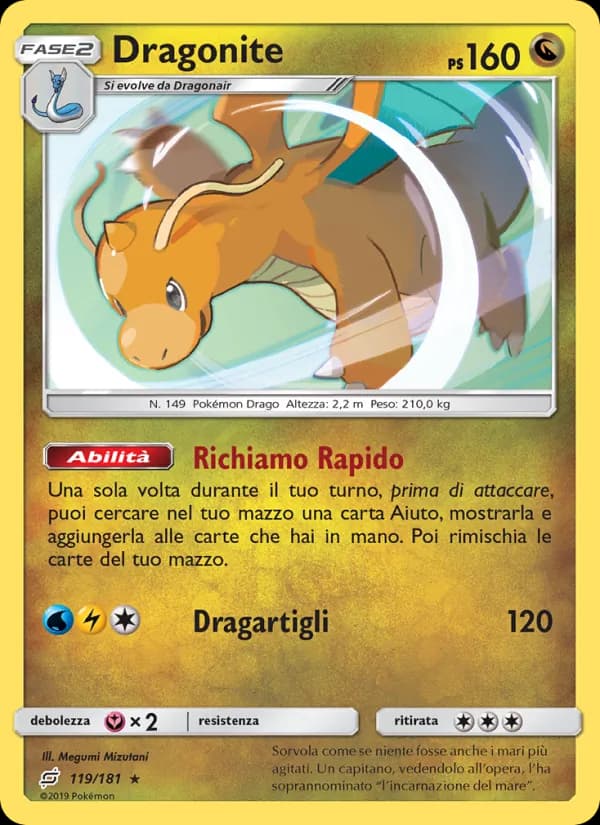 Dragonite card in Italian