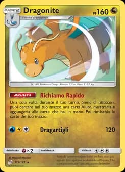 Dragonite card in Italian