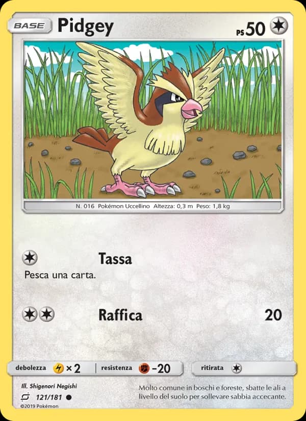 Pidgey card in Italian