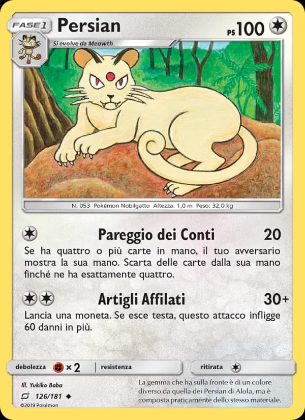 Persian card in Italian