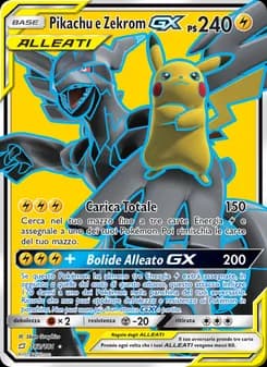 Pikachu e Zekrom GX card in Italian