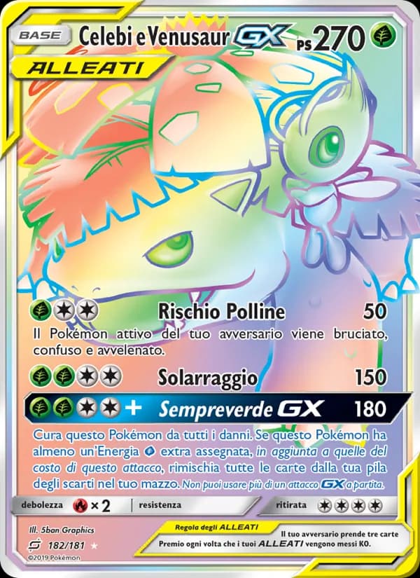Celebi e Venusaur GX card in Italian