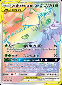 Celebi e Venusaur GX card in Italian