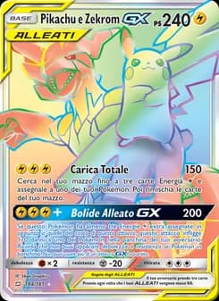 Pikachu e Zekrom GX card in Italian