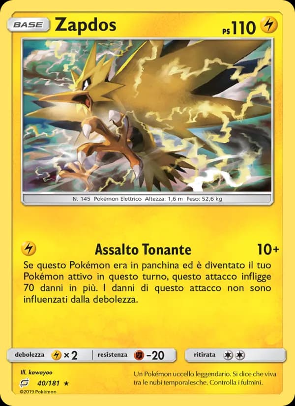 Zapdos card in Italian