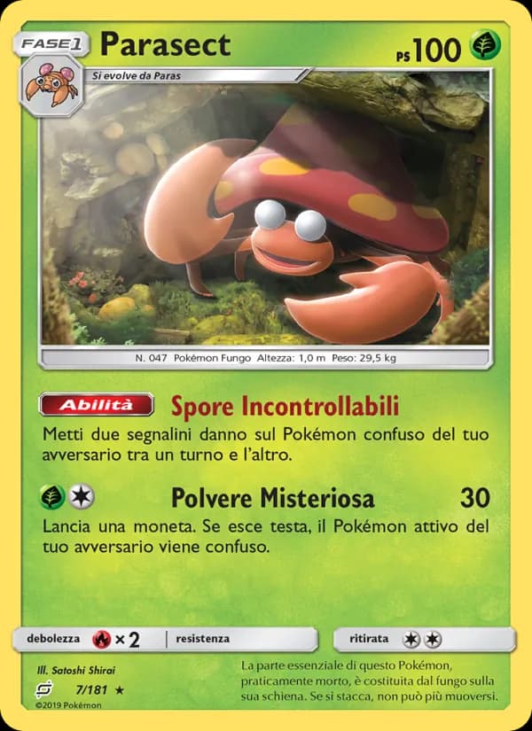 Parasect card in Italian