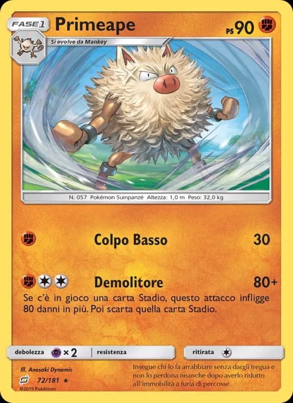 Primeape card in Italian