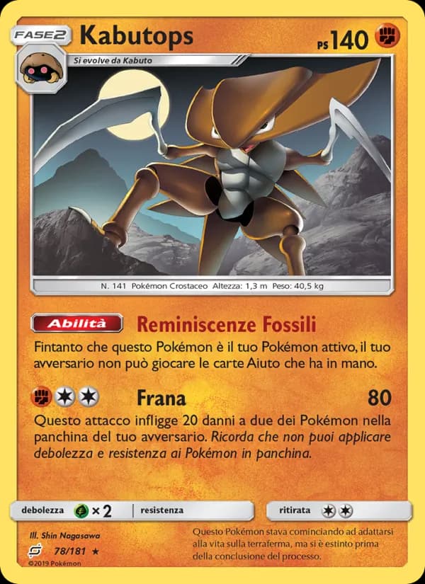 Kabutops card in Italian