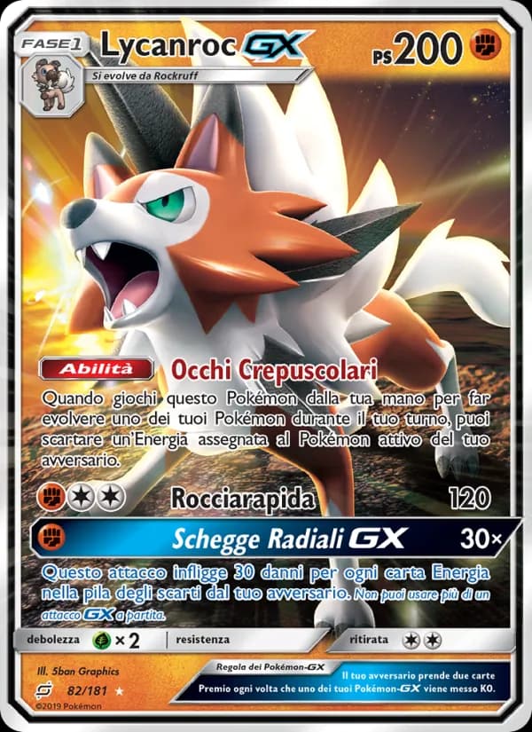 Lycanroc GX card in Italian