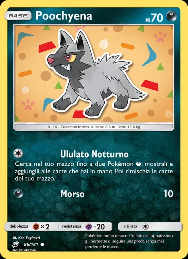 Poochyena card in Italian