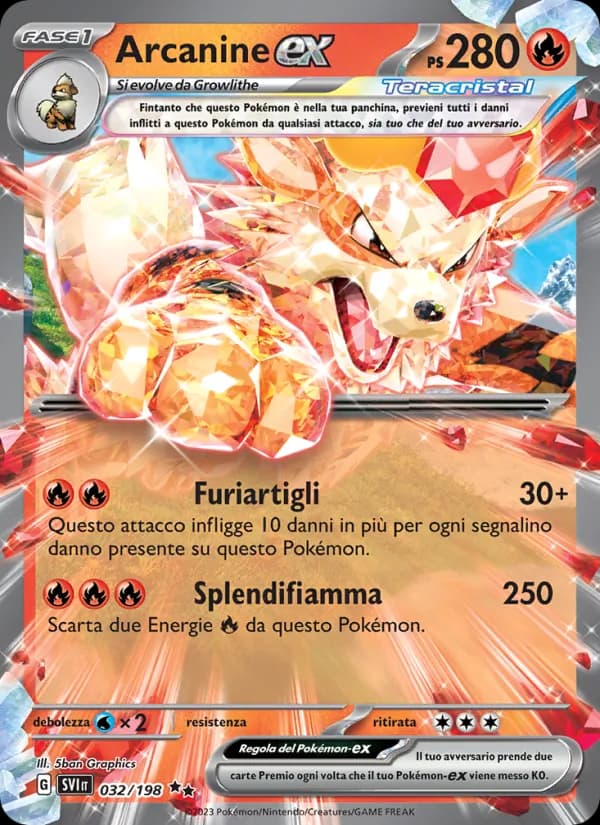 Arcanine-ex card in Italian