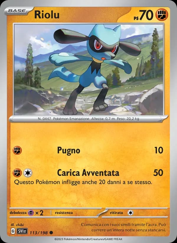 Riolu card in Italian
