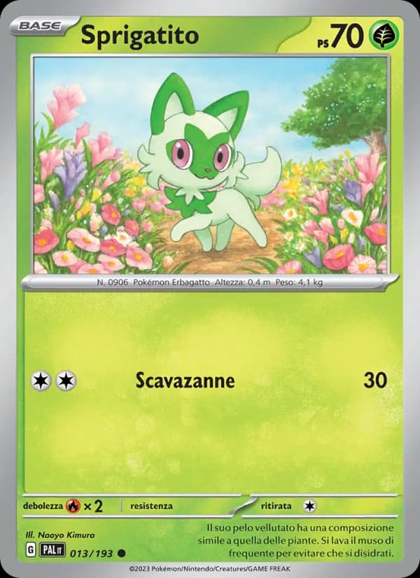 Sprigatito card in Italian