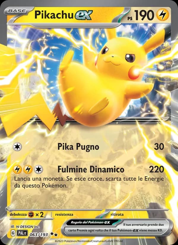 Pikachu-ex card in Italian