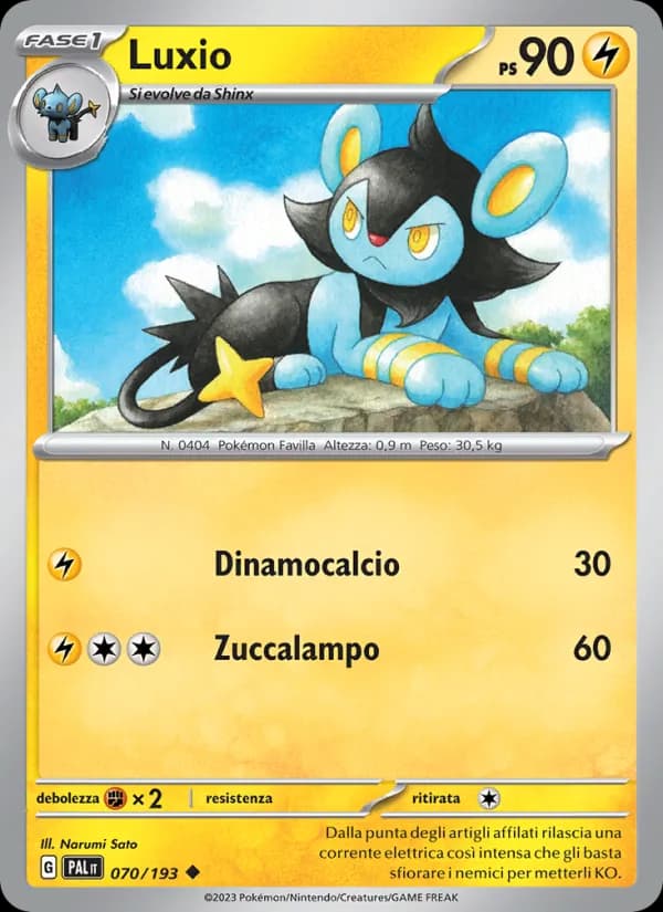 Luxio card in Italian