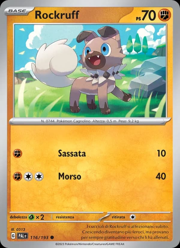 Rockruff card in Italian