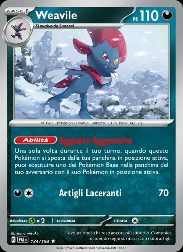 Weavile card in Italian
