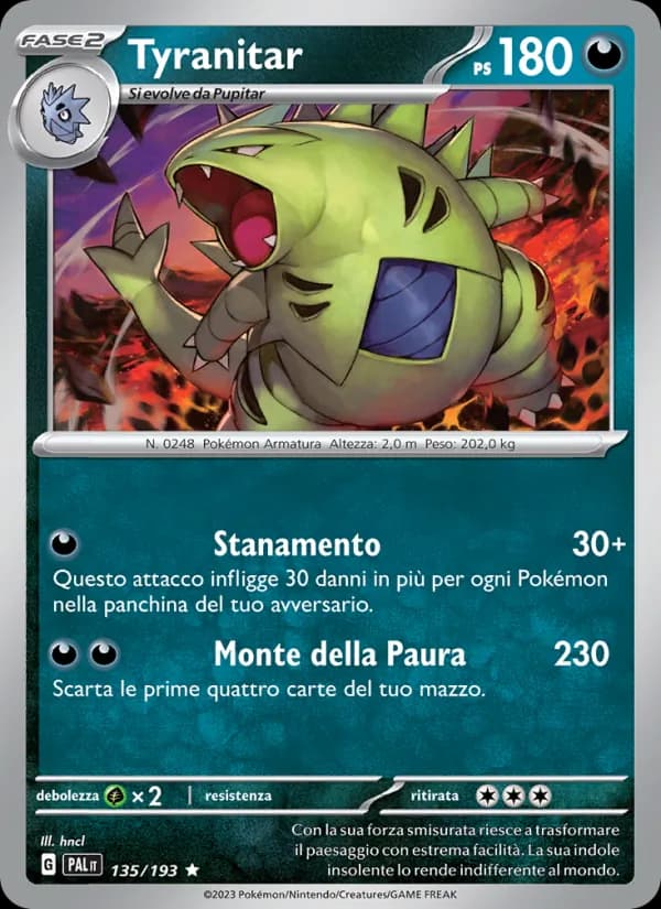 Tyranitar card in Italian