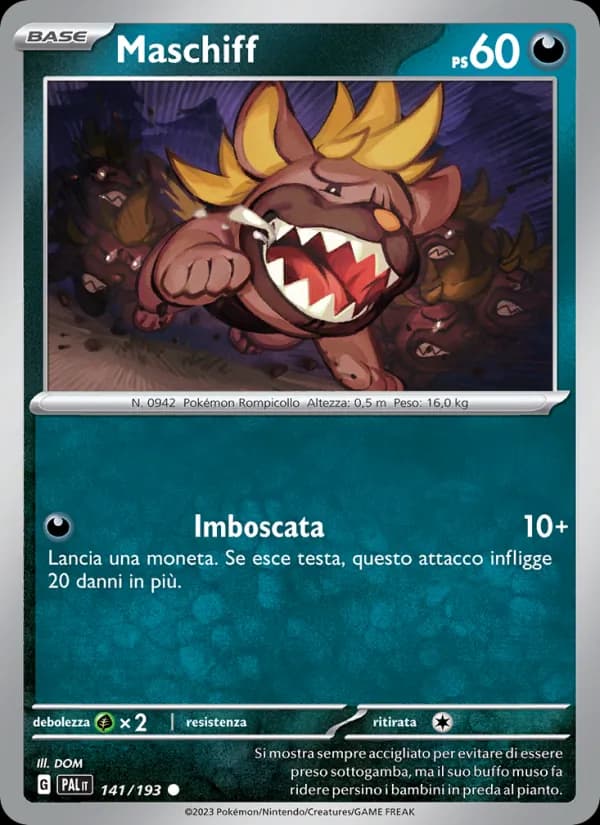 Maschiff card in Italian