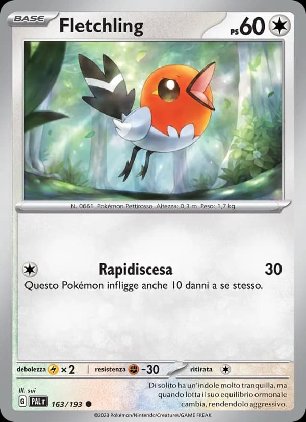 Fletchling card in Italian