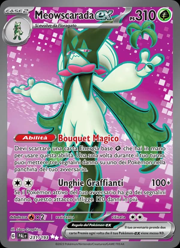 Meowscarada-ex card in Italian