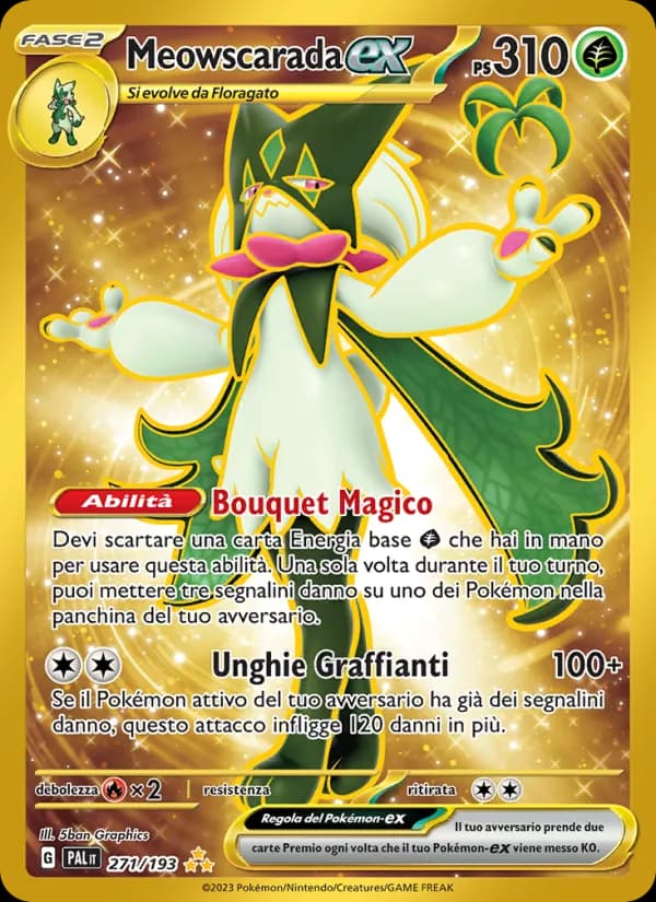 Meowscarada-ex card in Italian