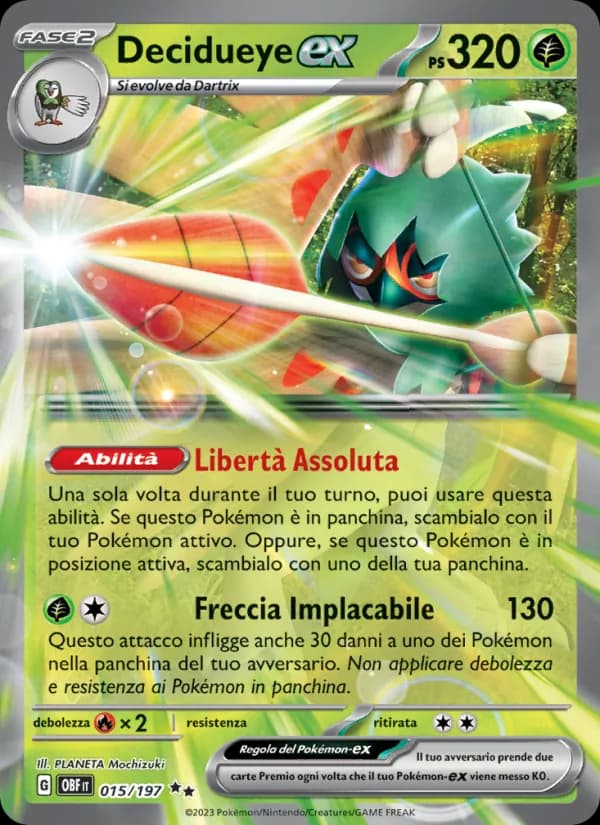 Decidueye-ex card in Italian