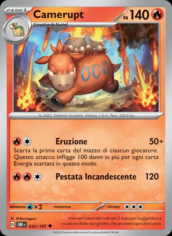 Camerupt card in Italian