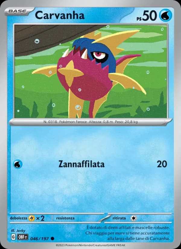 Carvanha card in Italian