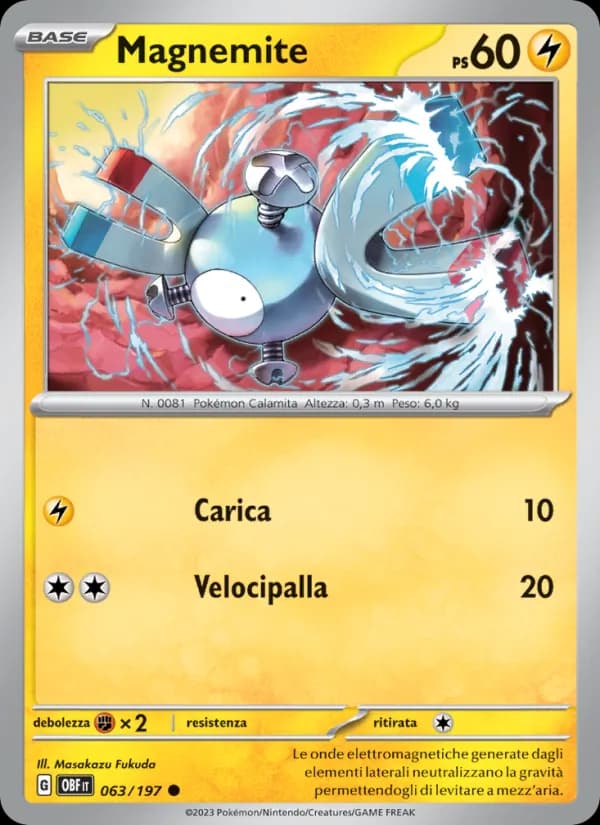Magnemite card in Italian