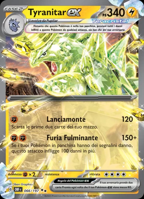 Tyranitar-ex card in Italian