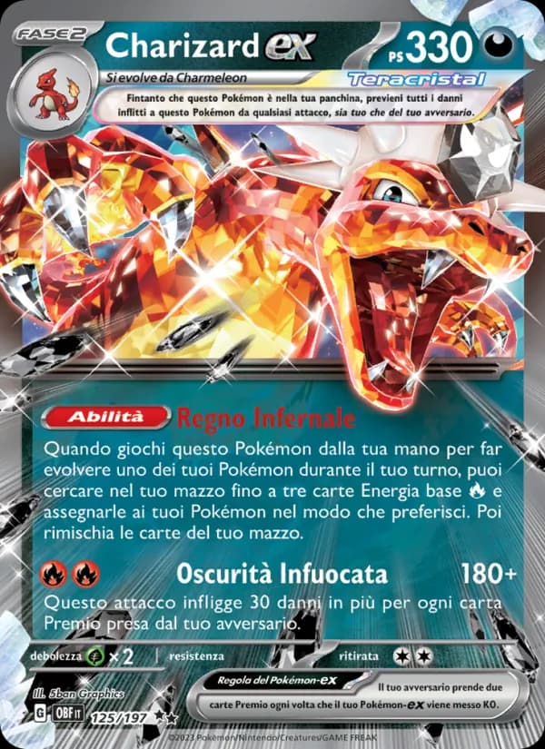Charizard-ex card in Italian