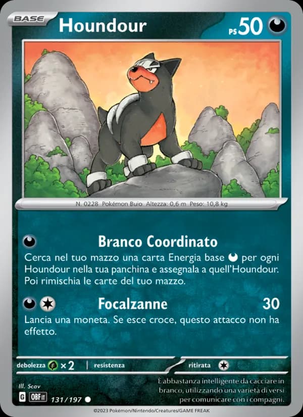 Houndour card in Italian