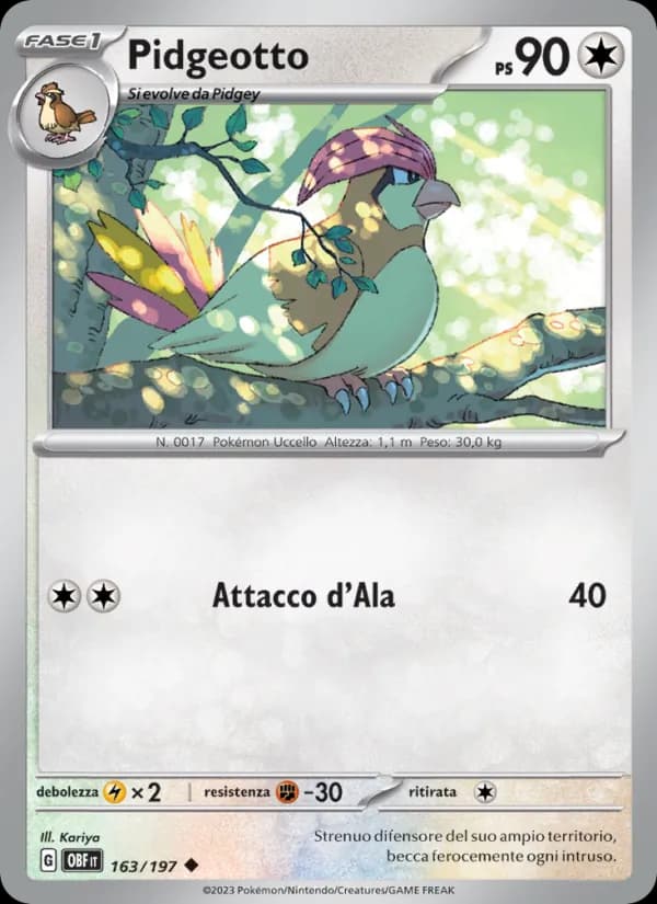 Pidgeotto card in Italian