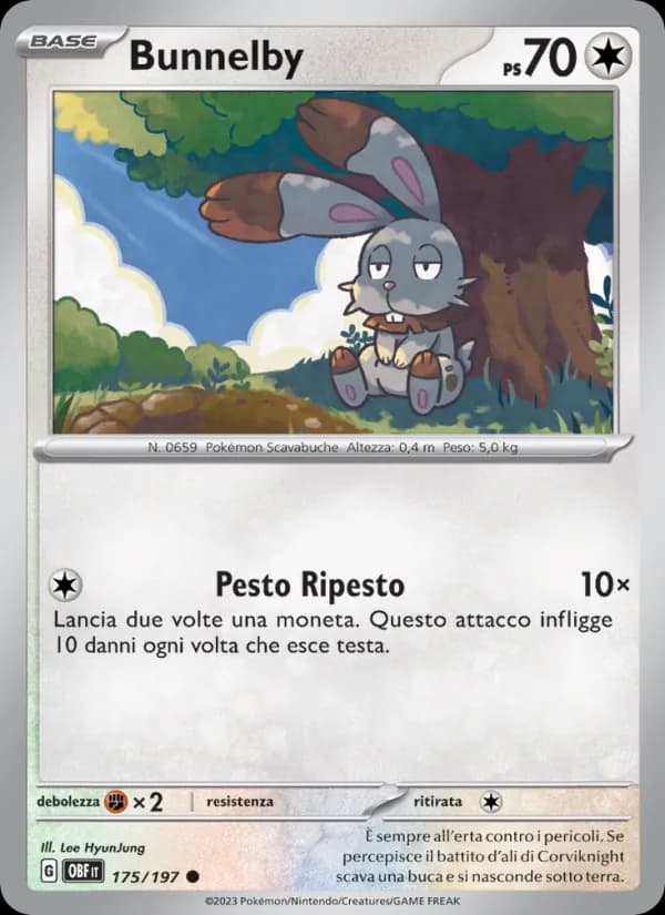 Bunnelby card in Italian