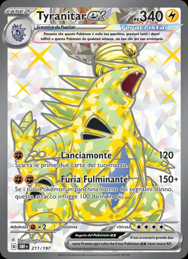 Tyranitar-ex card in Italian