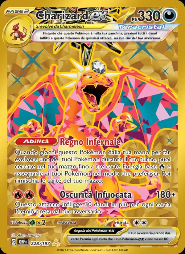 Charizard-ex card in Italian