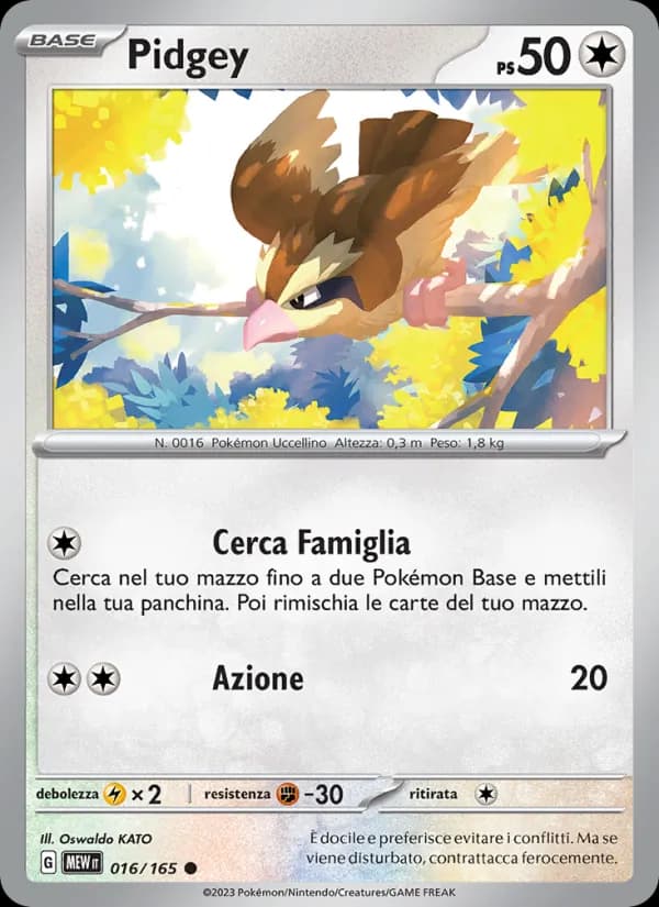 Pidgey card in Italian