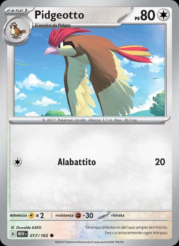 Pidgeotto card in Italian