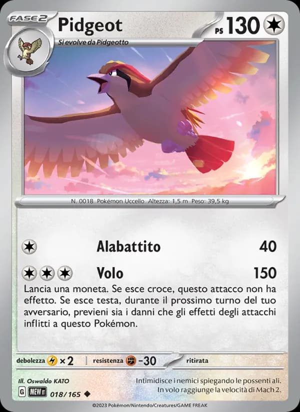 Pidgeot card in Italian