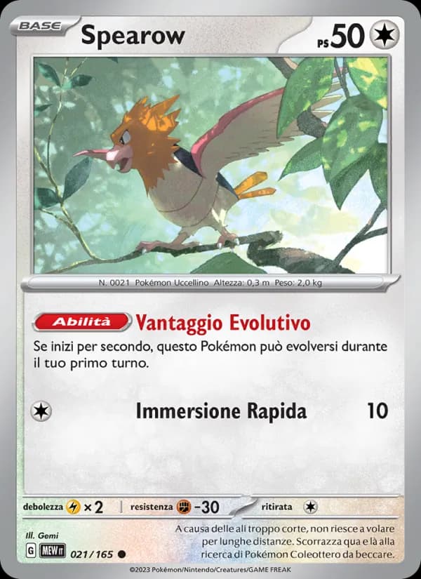 Spearow card in Italian