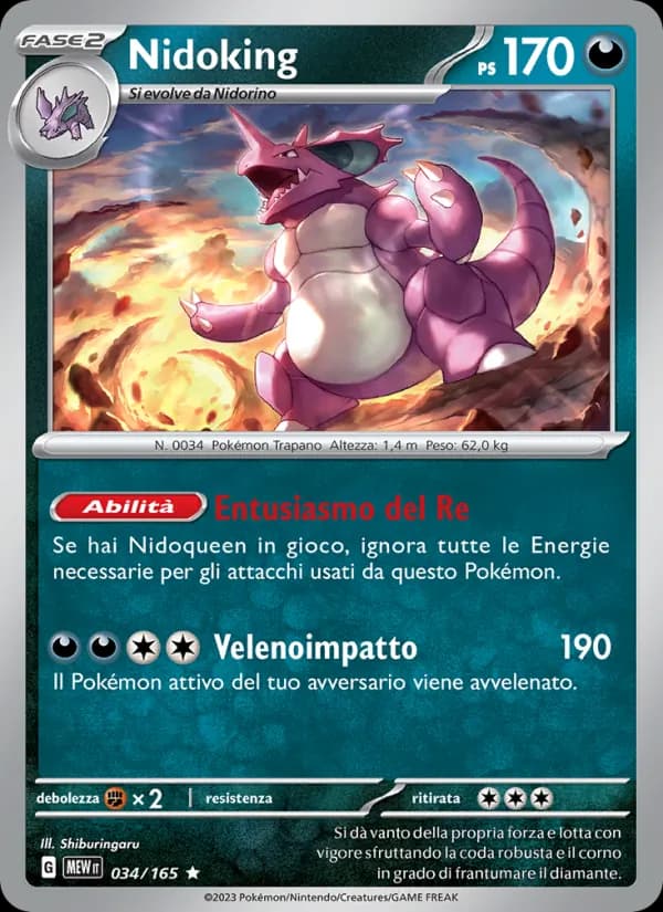 Nidoking card in Italian