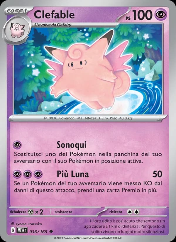 Clefable card in Italian