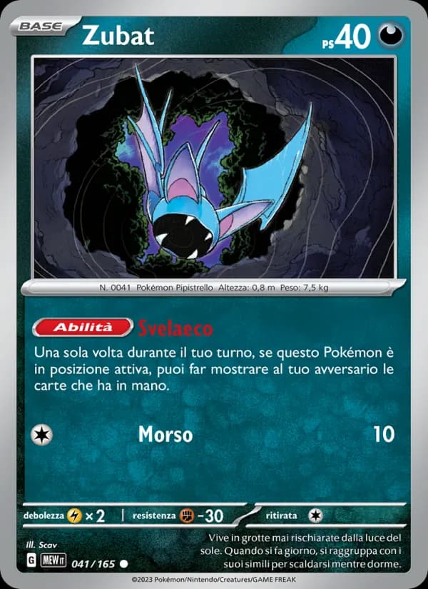 Zubat card in Italian