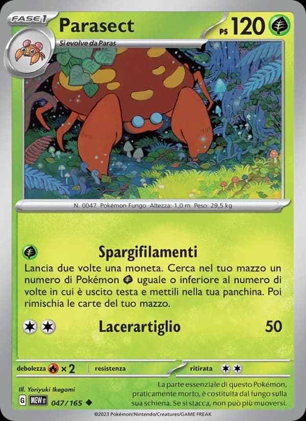 Parasect card in Italian