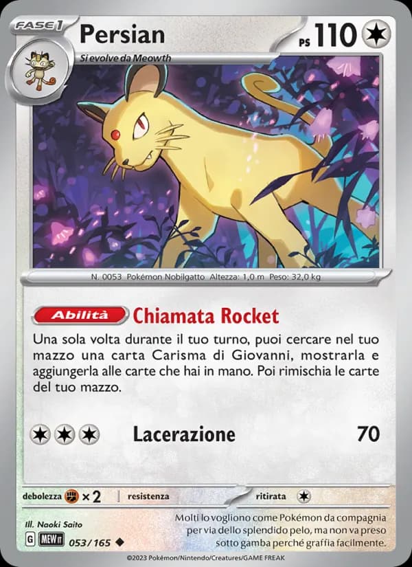 Persian card in Italian