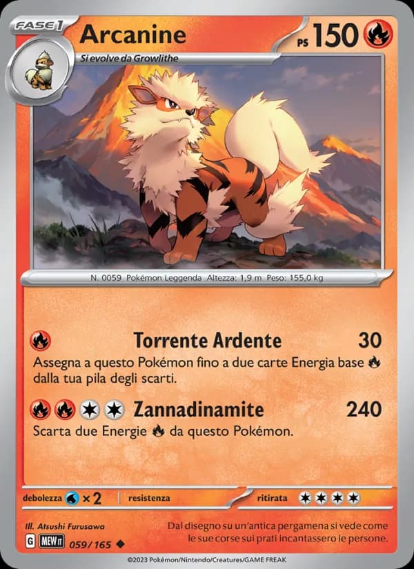 Arcanine card in Italian