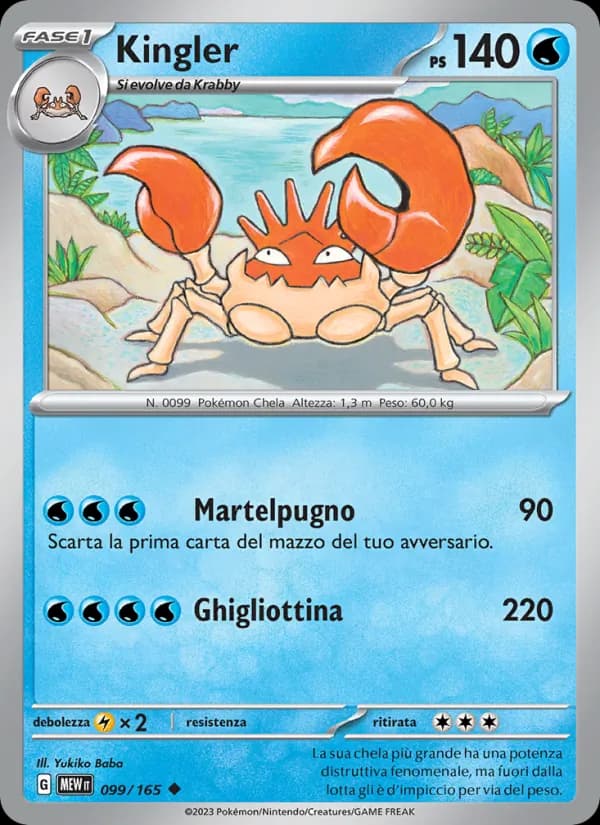 Kingler card in Italian