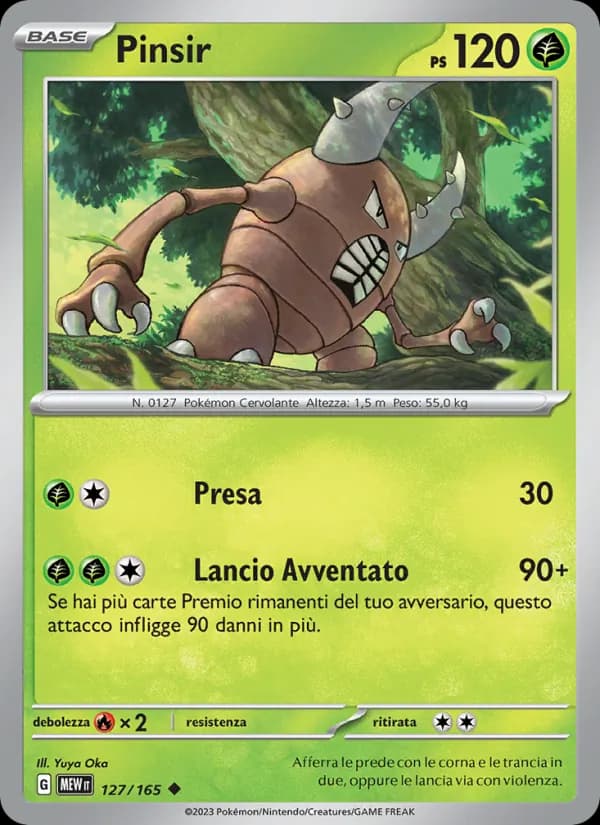 Pinsir card in Italian