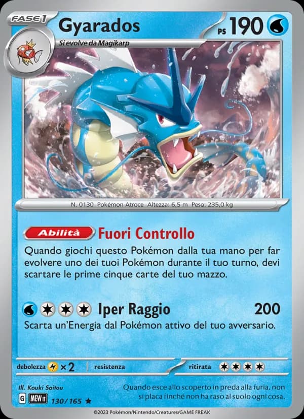Gyarados card in Italian